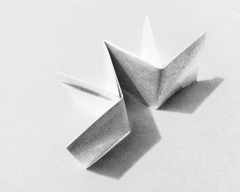 High angle view of paper papers over white background