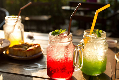 Close-up of cocktails on table