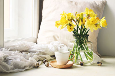 Yellow flowers in vase