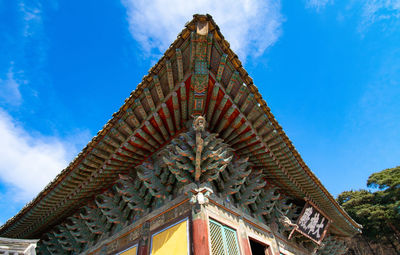 Low angle view of old building against sky