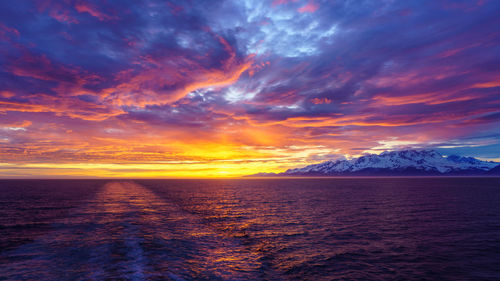 Scenic view of sea against sky during sunset