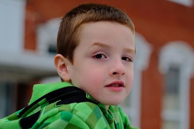 Close-up portrait of smiling boy