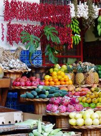 Various fruits for sale at market stall