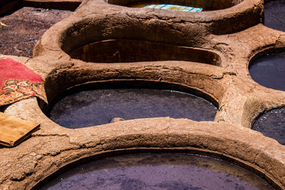 High angle view of rusty metal