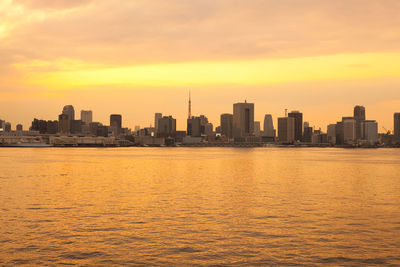 City skyline of tokyo at sunset, kanto region, honshu, japan