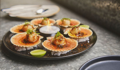 Close-up of food on table