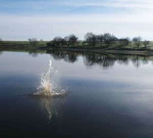 Scenic view of lake against sky