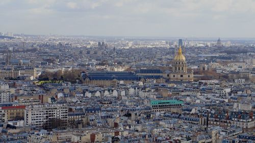 High angle panoramic view of paris cityscape