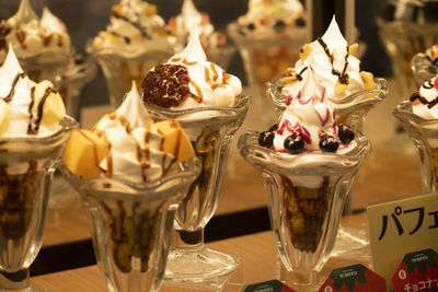 Close-up of dessert on table