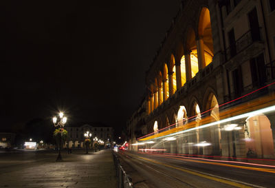 Light trails on city street at night