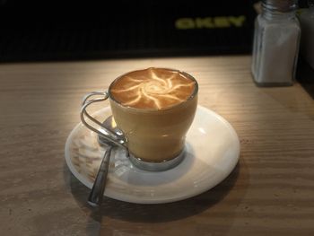 Coffee cup on table