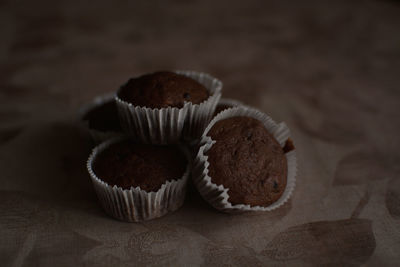 Close-up of cupcakes on table