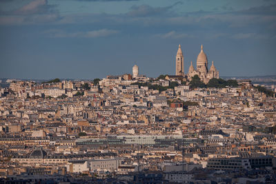 High angle view of townscape against sky