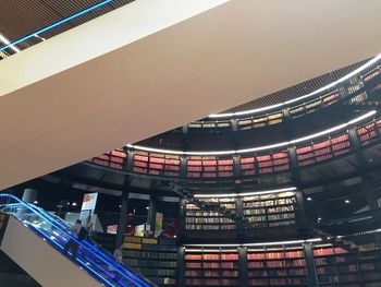 Low angle view of illuminated ceiling