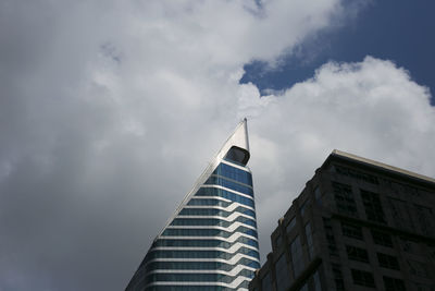 Low angle view of modern building against sky