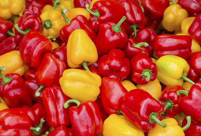 Full frame shot of bell peppers for sale in market