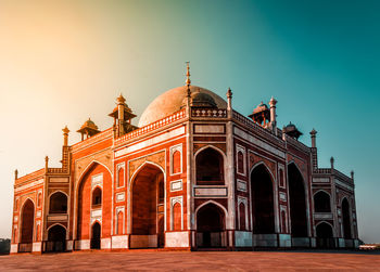 Low angle view of historical building against clear sky