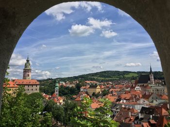 View of townscape against sky