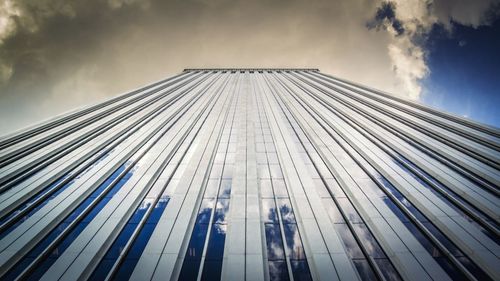 Low angle view of modern building against sky