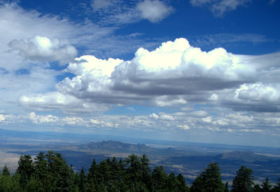 Scenic view of mountains against cloudy sky