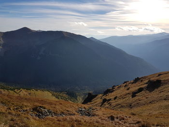 Scenic view of mountains against sky