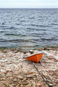 Motorboat at the beach by the sea