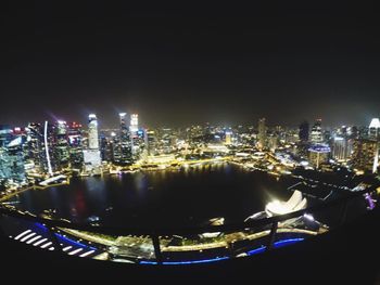 Illuminated cityscape at night