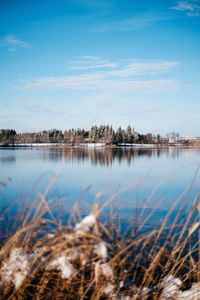 Scenic view of lake against sky