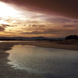 Scenic view of beach at sunset