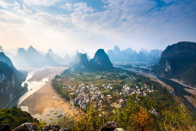 Scenic view of mountains against sky