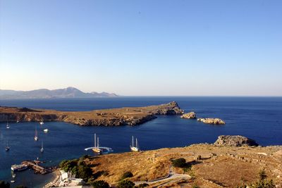 Scenic view of sea against clear sky