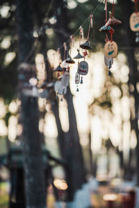 Close-up of padlocks hanging on metal