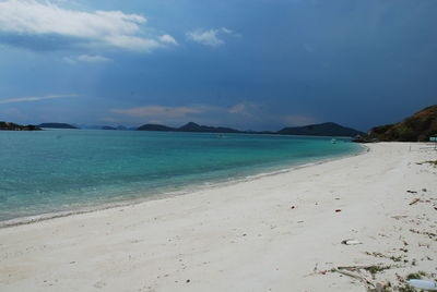 Scenic view of beach against sky