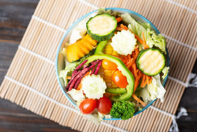 High angle view of salad served in plate