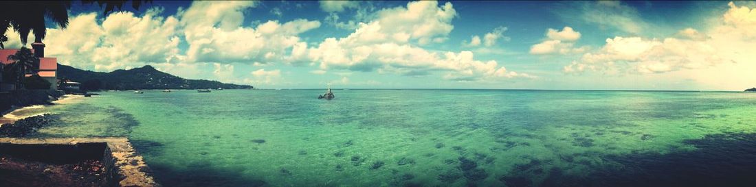 Scenic view of sea against cloudy sky