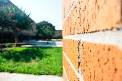 Close-up of built structure against clear sky