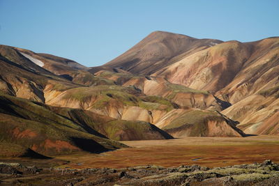 Scenic view of mountains against clear sky