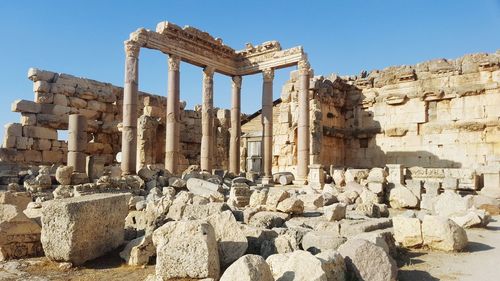 View of old ruins against clear sky