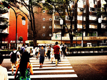 Woman standing in city