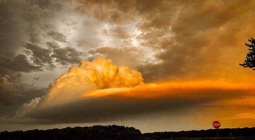 Low angle view of dramatic sky during sunset