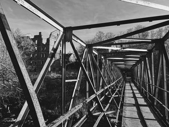 Staircase of old building against sky