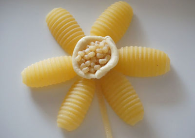 High angle view of eggs on table