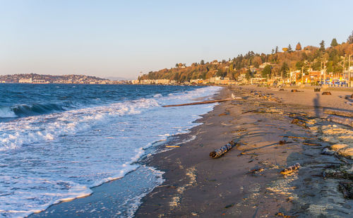 Scenic view of sea against clear sky