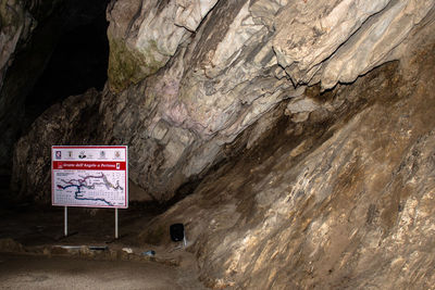 Information sign on rock