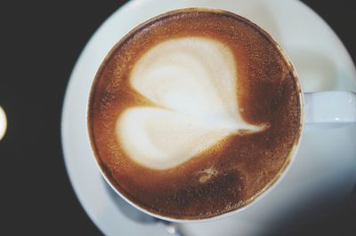 High angle view of cappuccino on table