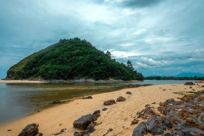 Scenic view of beach against sky