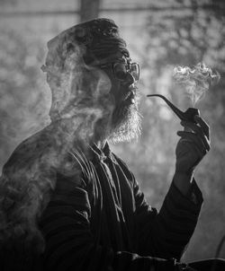 Man smoking pipe