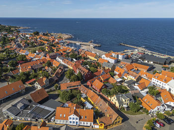 Aerial photo of allinge town, bornholm, denmark
