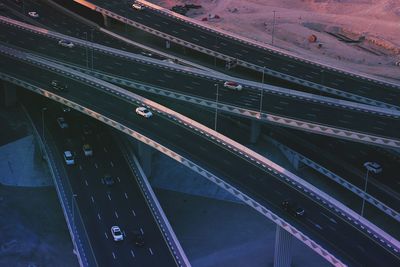 Aerial view of cars on elevated highway