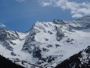 Scenic view of snow covered mountains against sky